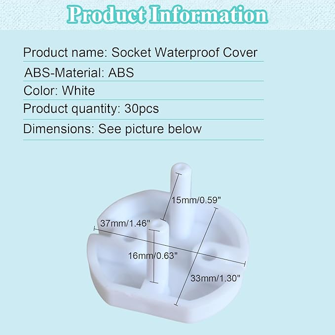 Fielect Outlet Plugs Covers Childproof EU Plug Protectors Electric Socket Cover Electrical Protector 2-Hole White 30Pcs