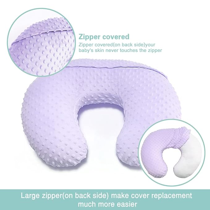 OWLOWLA Nursing Pillow Cover, Breastfeeding Pillow Slipcover Fits Nursing Pillow for Baby Boy Girl(Lilac)