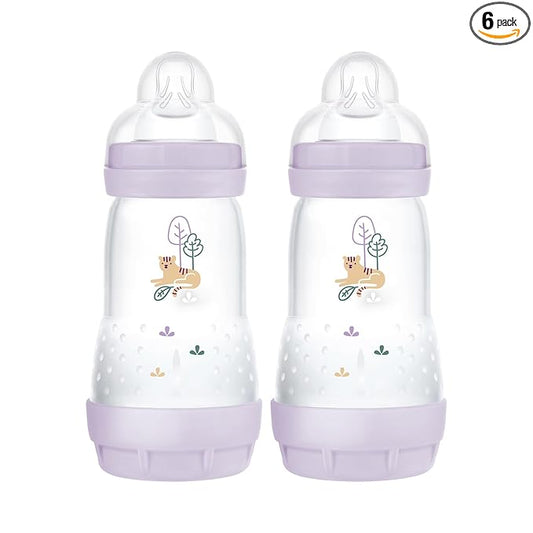 MAM Easy Start Anti-Colic Baby Bottle - 9oz, Medium Flow, BPA-Free, 2+ Months (Pack of 6)