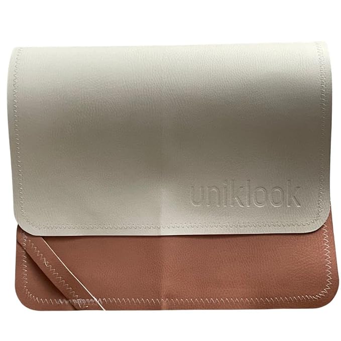 Vegan Leather Changing Mat by UNIKLOOK | Baby Infant Toddler Multipurpose | Waterproof Diaper Pad Placement Pet or Desk Mat Portable Foldable for Travel Wipeable Double Sided (14x22 in) Blanc + Rose
