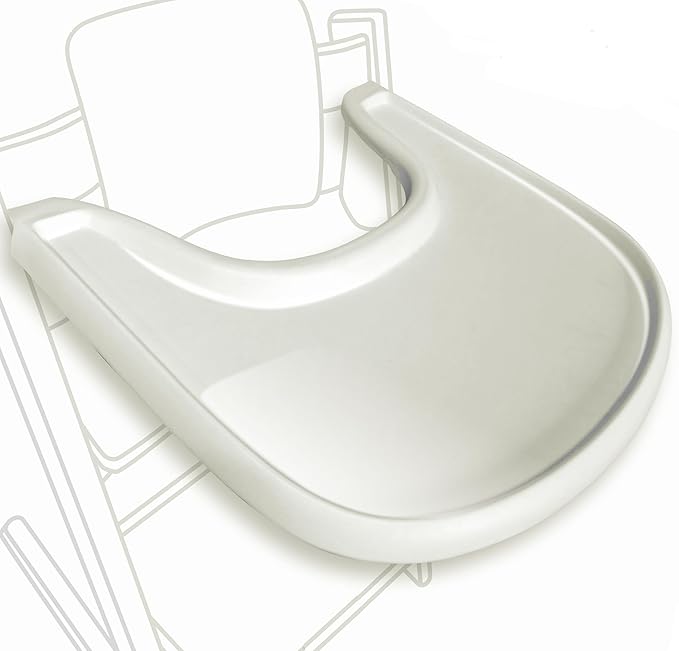 High Chair Tray Compatible with Stokke Trip Trap Chair, Glossy Milky Color - Ergonomic Curved Design Accessory - BPA-Free, Easy to Assemble