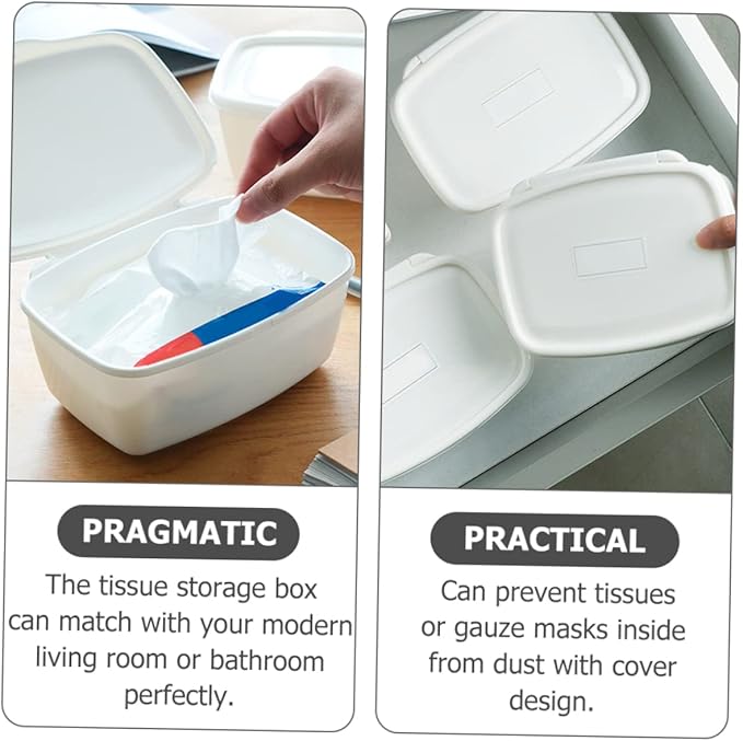 Babywipe Box Storage Box Desk Dispenser Container with Lid Wet Tissues Case Wipes Fresh Container Plastic White Case