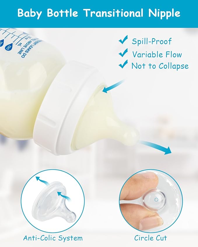 Silicone Nipple for Dr. Brown's Natural Flow Level 2 Wide-Neck Baby Bottle, 3m+, Medium Flow, 6 Pack