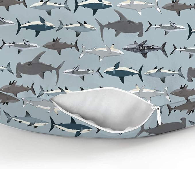 Sharks Boho Neutral Baby Nursing Pillow Covers for Boy Girl Sea Shark Species Nursery Pillowcase for Breastfeeding Pillows Marine Ocean Shark Lover Gifts Soft Stretchy Slipcovers for Newborn Infant