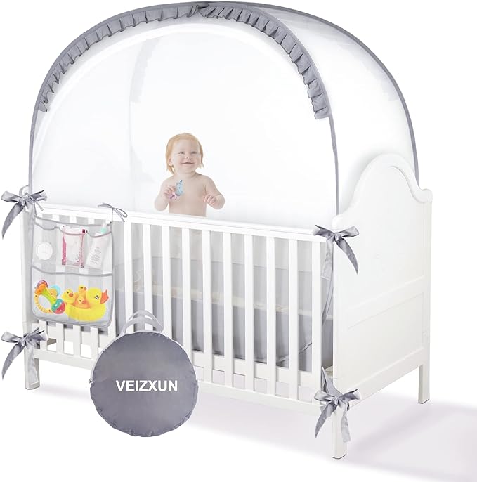 Crib Tents to Keep Toddler from Climbing Out Baby Safety Crib Tent Falls and Mosquito Bites Prevention Portable Baby Tents for Cribs Sturdy & Stylish Infant Bed Net