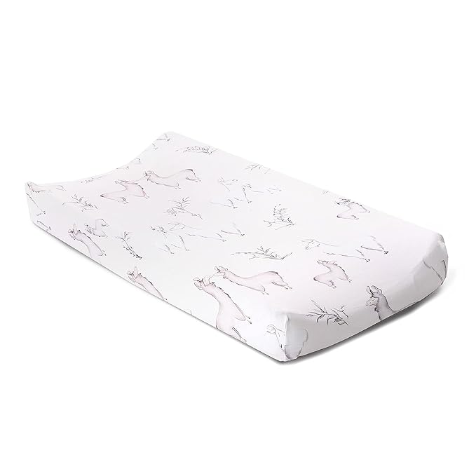 Oilo Changing Pad Cover, Breathable Organic Cotton Fitted Jersey, 300 Thread Count, Machine Washable, Fits Standard Changing Pads (32" x 16"), Girl, Boy, & Neutral Nursery Design, Llama