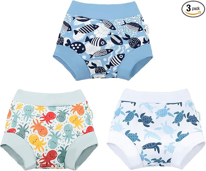 babygoal Reusable Swim Diaper - Waterproof Cloth Swimmers Pants for 12 Months to 18 Months Babies Infants Beach & Pool(Octopus, Turtle, Fish)