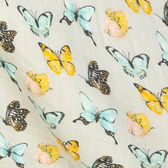Milkbarn Baby Muslin Burp Cloths for Boys & Girls - Extra Large Washcloths 23" x 23", Pack of 2 - Soft & Absorbent Bamboo and Cotton Blend - Burping Cloths for Babies (Butterfly)