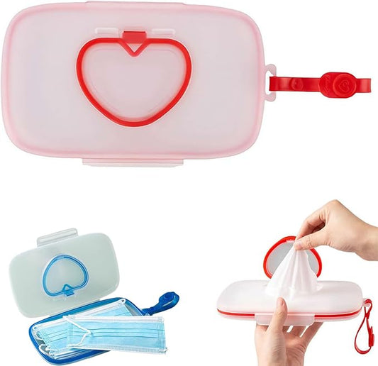 Baby Wipes Dispenser,Tissue Storage Box Case,Portable Wipe Cases Wipe Holder for Baby Adult,Travel Wet Wipe Pouch with Sealing Design Lids,Wipe Container Box for Bathroom Travel (Blue)