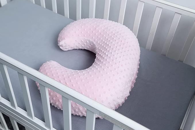 Dots Nursing Pillow Cover, Case Plush Breathable Breastfeeding Pillow Slipcover Fits Nursing Pillow, Super Soft Snug Positioners for Baby Boy Baby Girl (Light Pink)