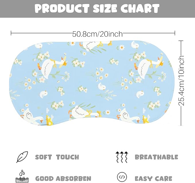 4pcs Goose Burp Cloths for Baby Boys Girls 100% Cotton White Geese Themed Design Burp Rags, Soft Breathable Muslin Burping Cloths Absorbent Spit-Up Cloths for Infant Newborns