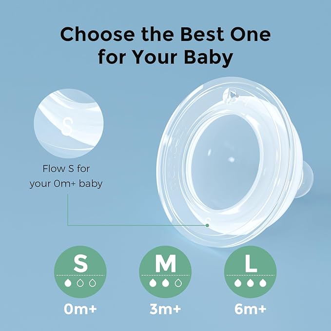 Momcozy Soft Baby Nipple Premium Natural Flow Silicone for Wide-Neck Bottles, BPA-Free, Perfectly Compatible with Momcozy Breast Milk Cooler, Small (Pack of 2)