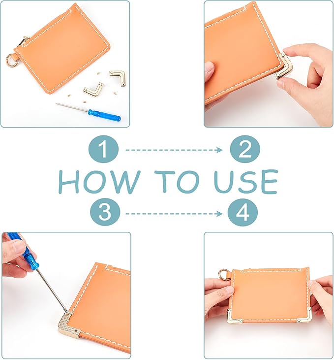 WADORN 20 Sets Metal Purse Corner Protector for Bag, Hollow Decorative Edge Cover Book Corner Edge Safety Guard Leather Ends Clip Screw-in Bag Angle Clip Bumpers for Scrapbook Photo Album Menu Folder