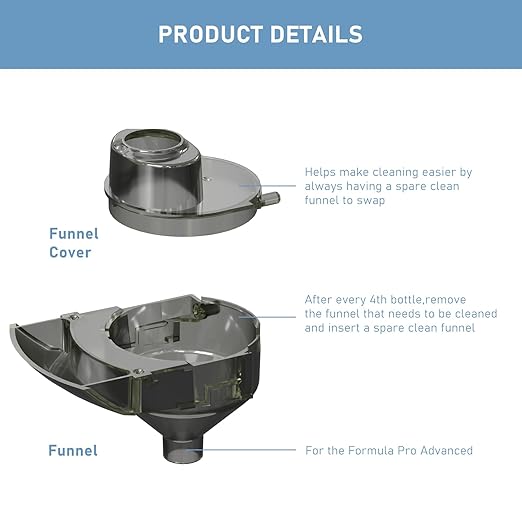 Baby Formula Dispenser Replacement Funnel Compatible with Baby Brezza Formula Pro Advanced and Pro Advanced WiFi Models ONLY, Replacement Funnel & Cover, NOT Fit Formula Pro MINI Mixer Machine, 3-Set