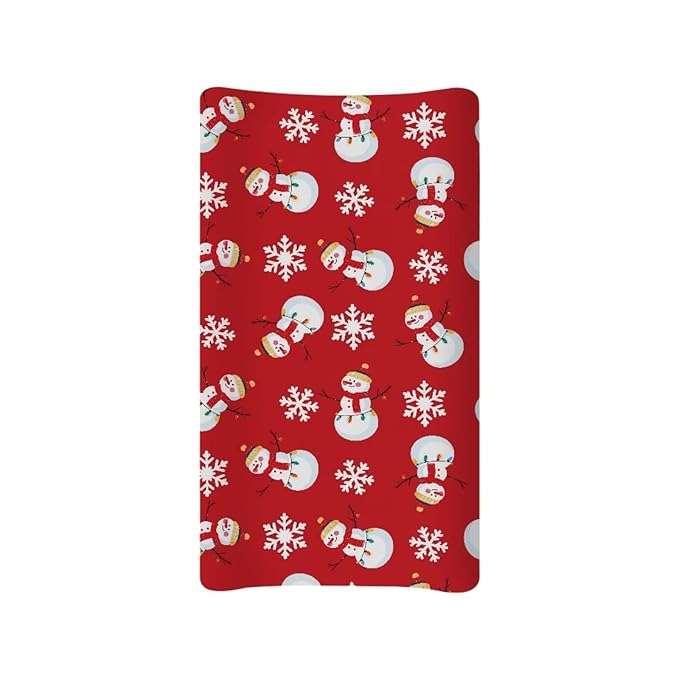 Snowman Changing Pad Cover for Baby Soft and Comfy Changing Table Pad Cover with Elastic Edge Breathable Cradle Mattress Sheets for Newborn Gift for Holiday