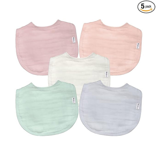 green sprouts Absorbent Organic Cotton Muslin Bibs, 0-12mo Hypoallergenic, STANDARD 100 by OEKO-TEX Certified, Tested for Hormones
