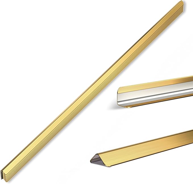304 Stainless Steel Wall Corner Guards (10, Golden, 0.5x0.5x96) No adhesivey