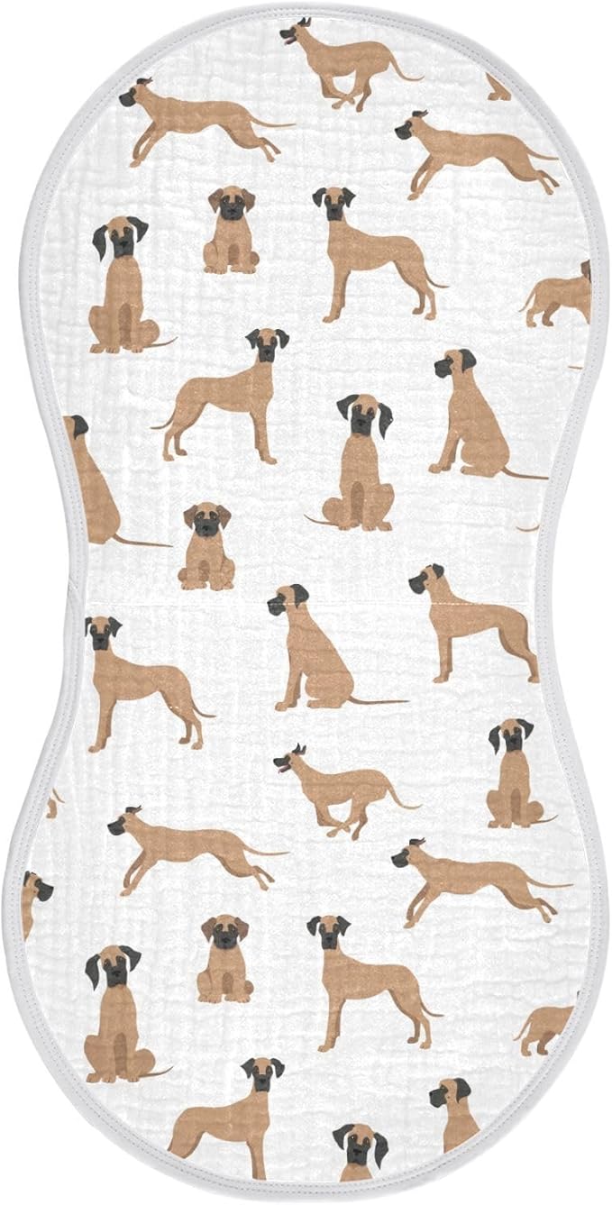 vvfelixl Baby Burp Cloths Great Dane Baby Newborn Cotton Burping Cloths Set Baby Washcloths 4 Pack