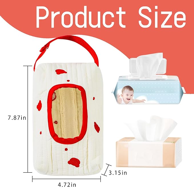 Quilted Baby Wipe Holder Floral Diaper Pouch Portable Quilted Wipes Bag for Car, Stroller