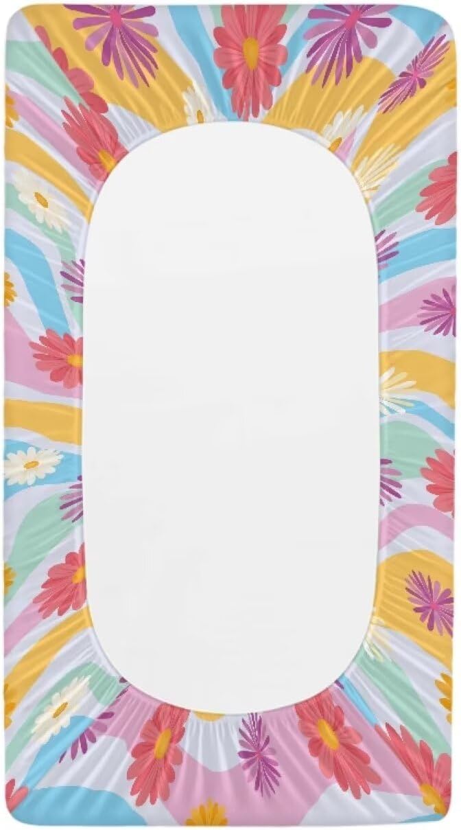 Colorful Daisy Changing Table Cover Waterproof Changing Pad Cover for Baby Breathable Stretchy Universal Tray Table Mat Fit 32"x16" Contoured Pad