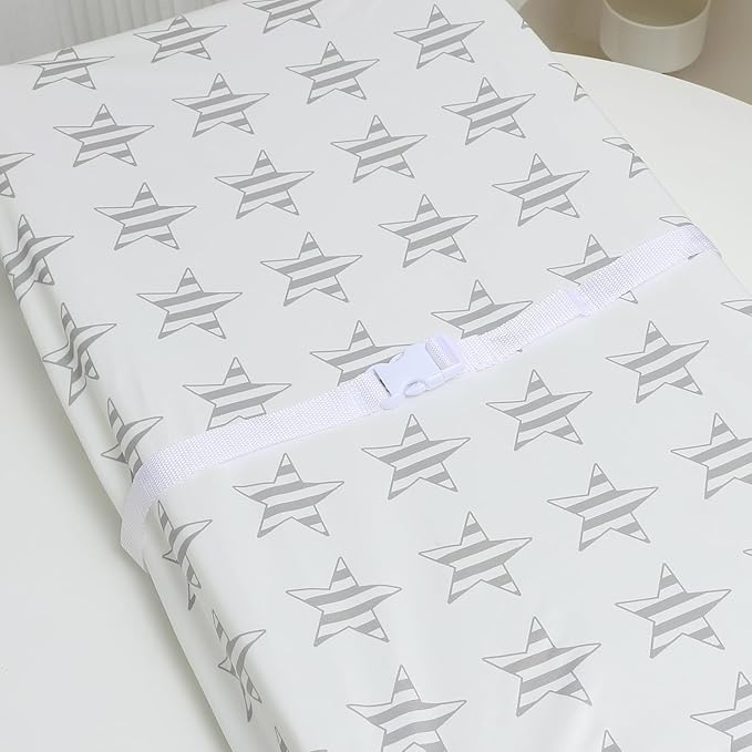 Waterproof Changing Pad Cover Set 2 Pack Stretch Jersey Knit Super Soft Grey Love & Stars