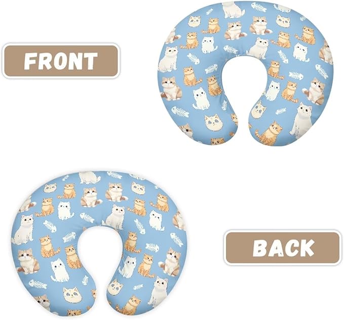 Cute Cat Nursing Pillow Cover for Newborn U-Shaped Nursing Slipcover Breastfeeding Pillow Case Hidden Zipper Design Soft and Skin-Friendly