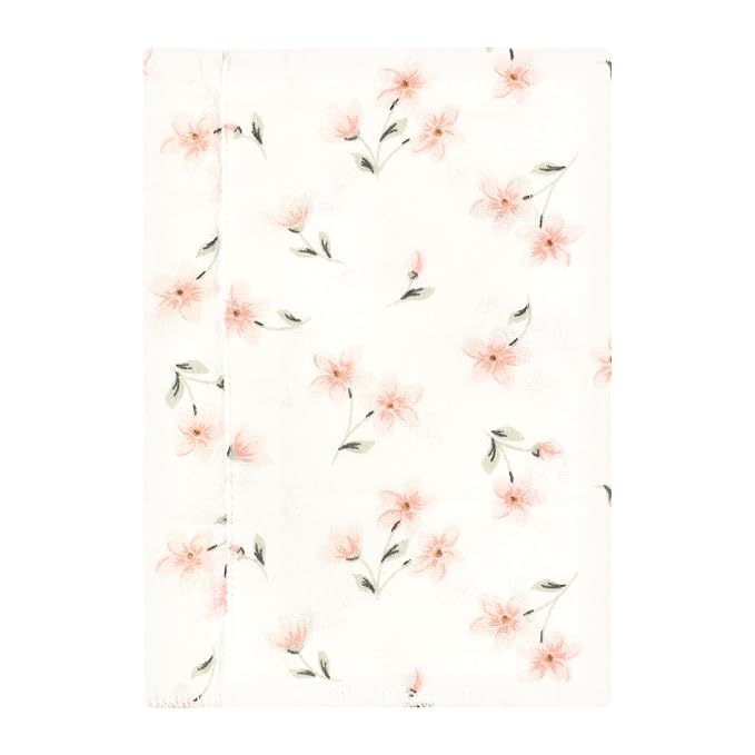Hudson Baby Unisex Baby Cotton Flannel Burp Cloths, Pink Dainty Floral 4 Pack, One Size