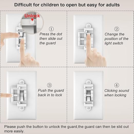 Child Proof Light Switch Cover Guard 10 Pack - Unbreakable Toggle Switch Protector for Kids Safety, Smart Home & Security, 24/7 Protection,White