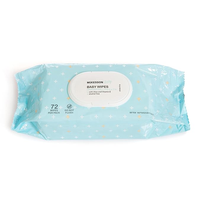 Baby Wipes, Unscented, Vitamin E Aloe Baby Wipe, 72 Pack, McKesson - Case of 12 = 864 Wipes