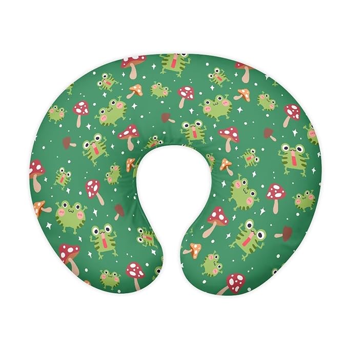 Nursing Pillow Cover Frog Mushroom Quick-Dry Fabric Fits The Original Support Pillow for Breastfeeding and Bottle Feeding Stretchy Nursing Pillow Cover