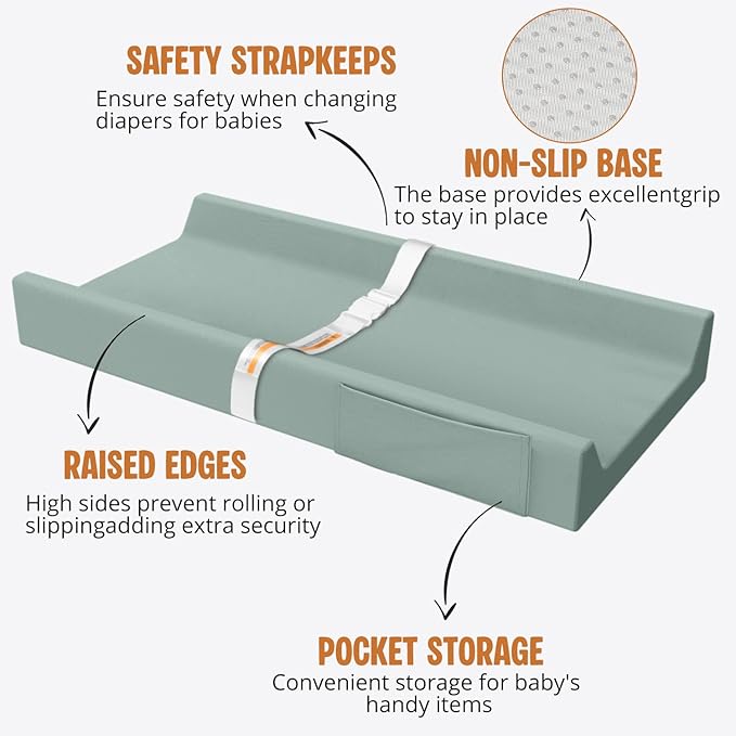 Vegan Leather Baby Changing Pad, Waterproof & Wipeable Soft Diaper Changing Mat 32“ x 16.6" Comfortable Infant Changing Station for Dresser & Table
