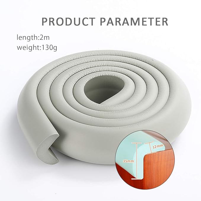 SONARIN Baby Safety Baby Edge & Corner Guards,2M/6.6ft Corner Protectors Furniture Table Edge Protectors L Shape with Strong Adhesive Tape,Colorful Child Protection(Gray)