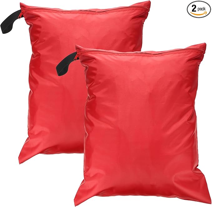 uxcell 2 Pcs Wet Dry Bags, 20" x 24" Waterproof Travel Bags with Two Zippered Pockets, Gym Bag for Beach Pool Swim Suit and Wet Clothes Red