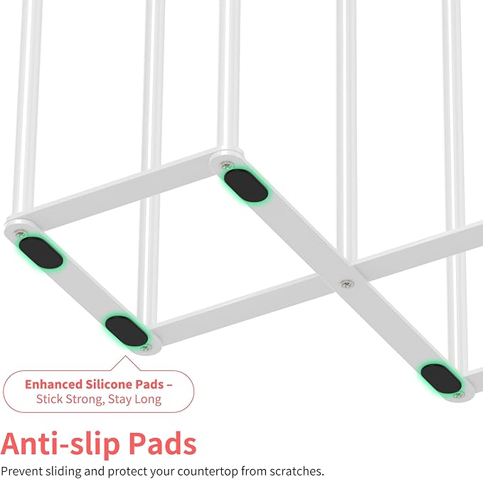 Collapsible Bottle Drying Rack, Baby Bottle Drying Rack, Foldable Cup Draining Holder, Retractable Reusable Silicone Bag Dryer with Non-Slip Bottom - Stainless Steel (White)