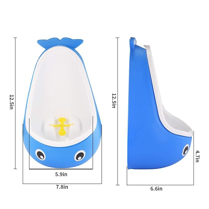 Whale Potty Training Urinal for Boys with Funny Aiming Target , Toddler Boy Toilet Pee Trainer - Blue