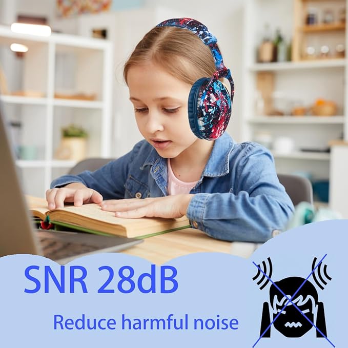 Kids Hearing Protection,25dB NRR Noise Reduction,Sound Proof for Kids,Toddler,Safety Earmuffs for Concert,Airplane,Autism,Monster Jam,Travel,School- Blue RedPigment