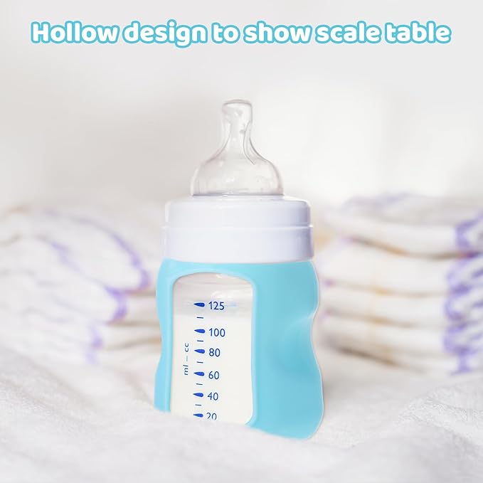 3 Pack Silicone Sleeves for Dr. Brown Glass Baby Bottles, Drop Safe Silicone Sleeve for Dr. Brown Wide Neck Glass Bottles 5 oz(White,Green,Blue)