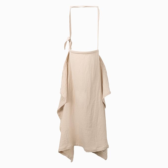 Muslin Nursing Cover Up for Breastfeeding, 47"x47" Cotton Muslin Breastfeeding Covers for Nursing, Full Coverage Breast Feeding Covers, Pumping Cover Oeko-TEX Designed in France - Neutral Beige