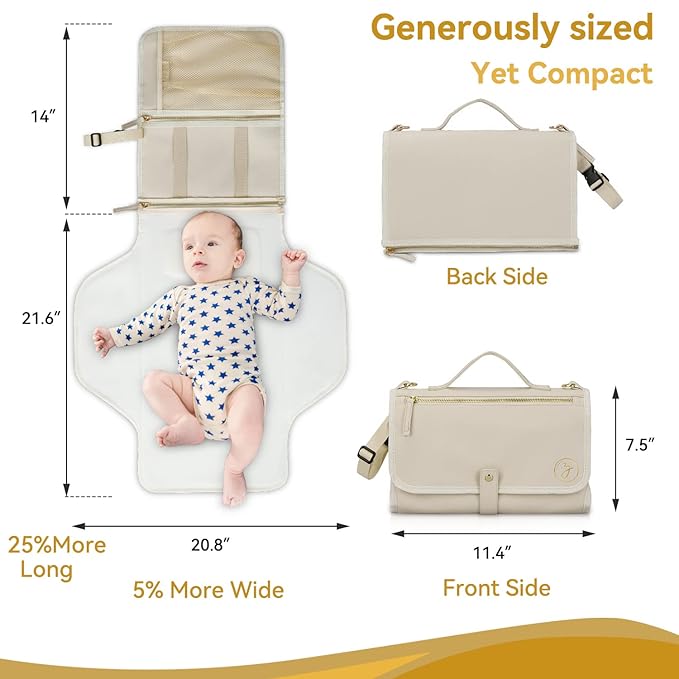 Portable Diaper Changing Pad. Portable Changing Pad for Diaper Bag. Travel Changing Pad. Newborn Essentials, Newborn Girls and Boys, Cream, 750 Count