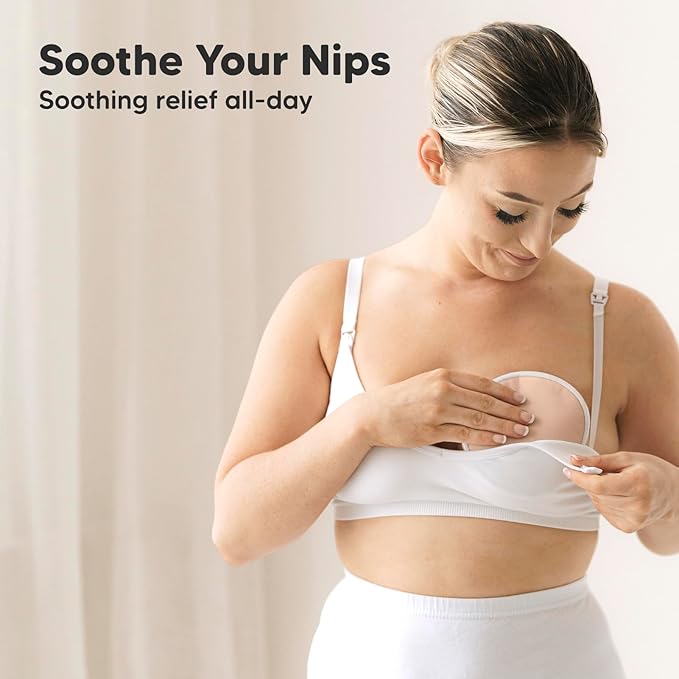 14-Pack Reusable Nursing Pads for Breastfeeding - Soft & Absorbent 4-Layers Washable Breast Pads for Leaking Milk, Viscose from Bamboo Breastfeeding Essentials, Nipple Covers (Lovelle, M 3.9")