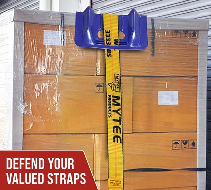 Mytee Products (80 Pack) 4" x 4" x 10" Blue Corner Protector V Shaped Flatbed Edge Guards with Carrying Case - Cargo Load Corner Edge Protector and Tie-Down Strap Guard for Flatbed