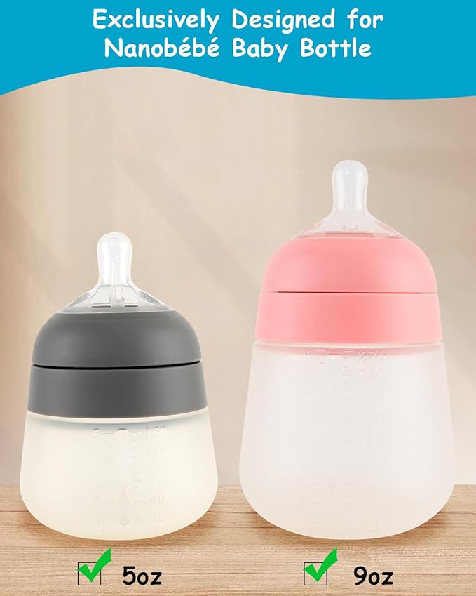 Baby Bottle Handles Compatible with Nanobebe Flexy Bottles, Easy-Grip Ergonomic Handles, Transitional Sippy Cup, BPA Free, 4-Pack