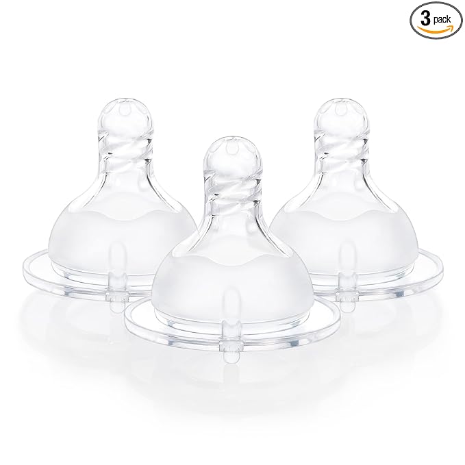 LittleForBig Silicone Soft Touch Adult Bottle Nipples Replacement Teat Compatible with LittleForBig Bottles - Spiral Texture 3-Pack