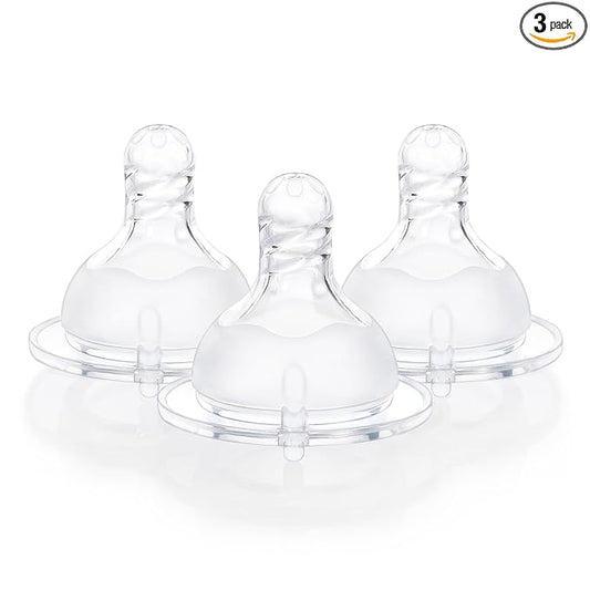 LittleForBig Silicone Soft Touch Adult Bottle Nipples Replacement Teat Compatible with LittleForBig Bottles - Spiral Texture 3-Pack