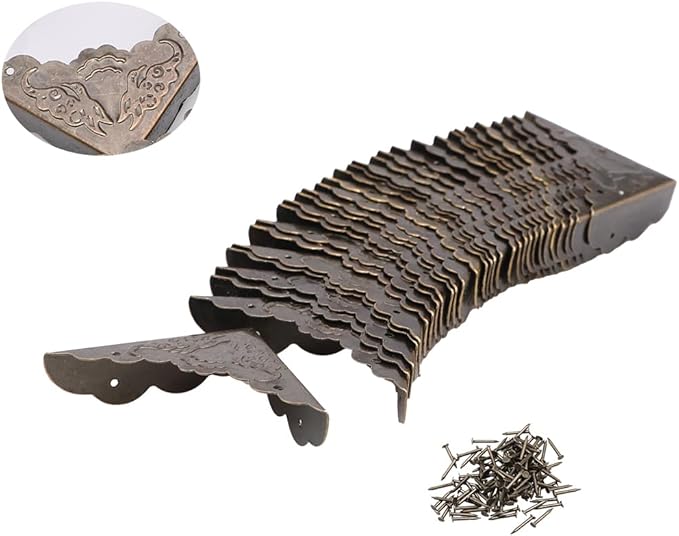 30-Pcs Antique Style Bronze Corners - Decorative Protectors for Jewelry Box, Furniture & DIY Projects