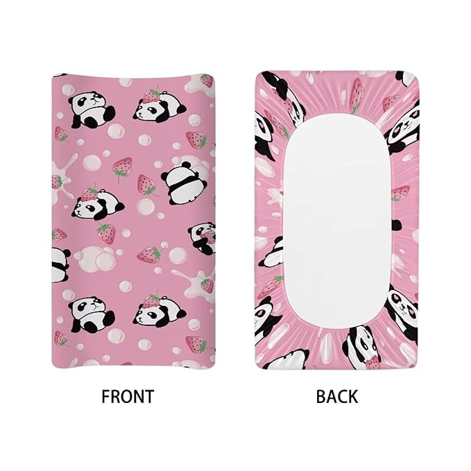 Panda Diaper Changing Pad Cover Strawberry Changing Table Covers Baby Changing Pads Sheets Portable Fitted Changing Mat Newborn Infant