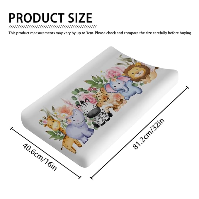 Changing Pad Covers Jungle Safari Animals Tropical Leaves Flowers Unisex Diaper Change Table Sheets for Boys Girls Ultra Soft Breathable Stretchy Snug Fitted Baby Diaper Changing Cover 32''x16''