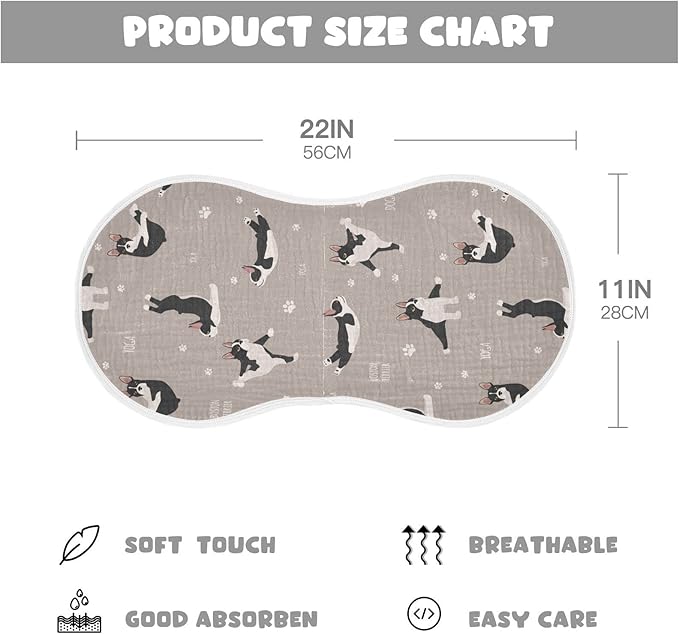 Yoga Boston Terrier Dog Pattern Muslin Burp Cloths for Baby 4 Pack 100% Cotton Baby Washcloths Bibs for Boy Girl