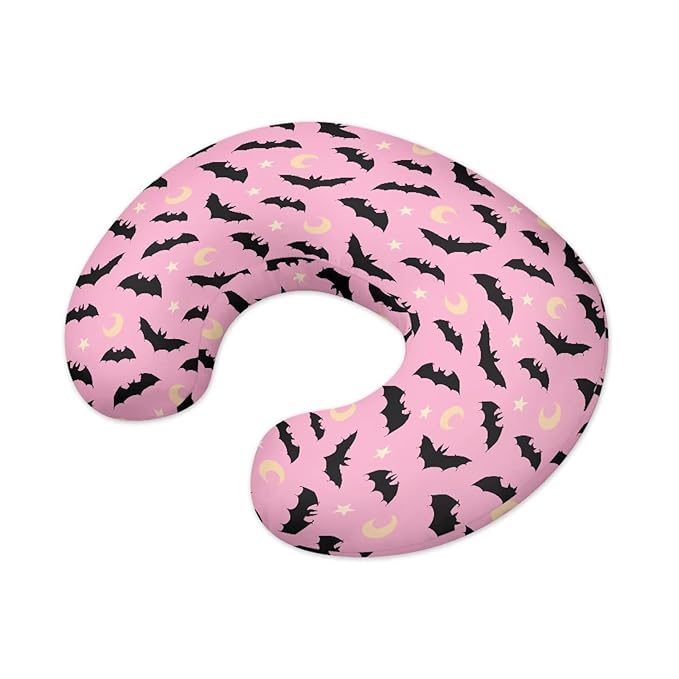 Pink Black Bat and Moon Baby Nursing Pillowcase Nursing Pillow Cover Pillow Slipcover Detachable Nursing Pillow Protective Cas Baby Feeding Washable and Easy to Clean