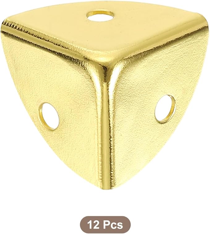 uxcell 12Pcs Decorative Box Corner Cover, 18mm Metal Edge Guard, Furniture Corner Edges Protector, Gold